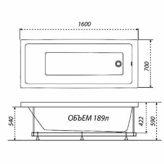 Акриловая ванна Triton Аура Щ0000050545 160x70 см белый